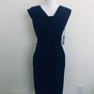 Elegant Navy Blue Velvet Formal Vince Camuto Dress